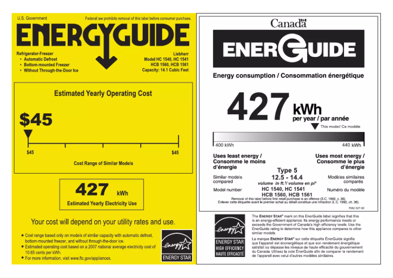 Página 1 del manual Etiqueta energética Liebherr HC-1540
