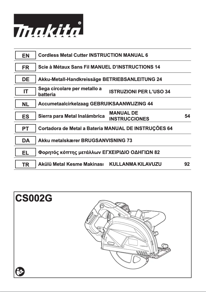 Página 1 del manual Manual de usuario Makita CS002G