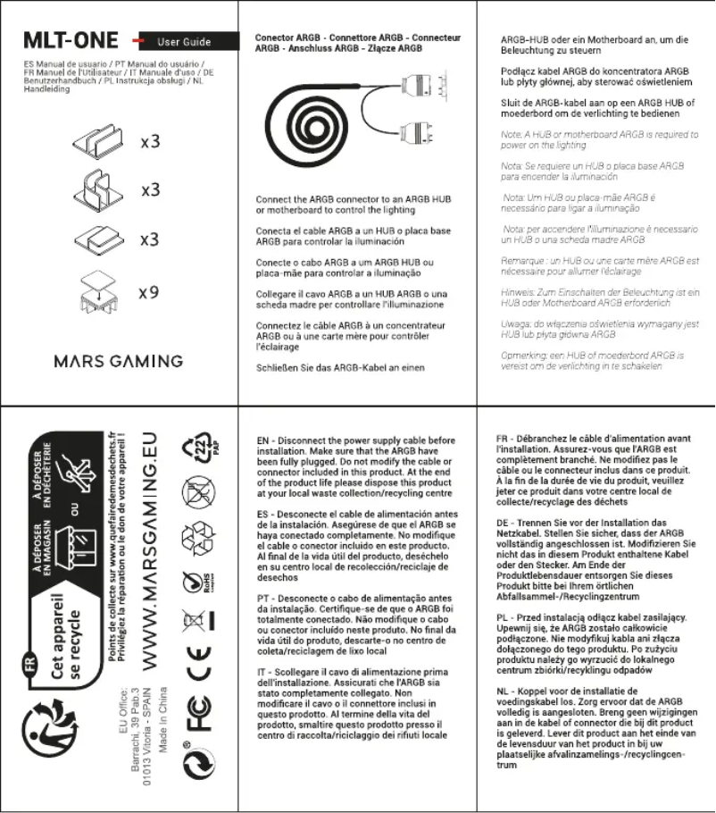Imagen de la primera página del manual del dispositivo MLT-ONE