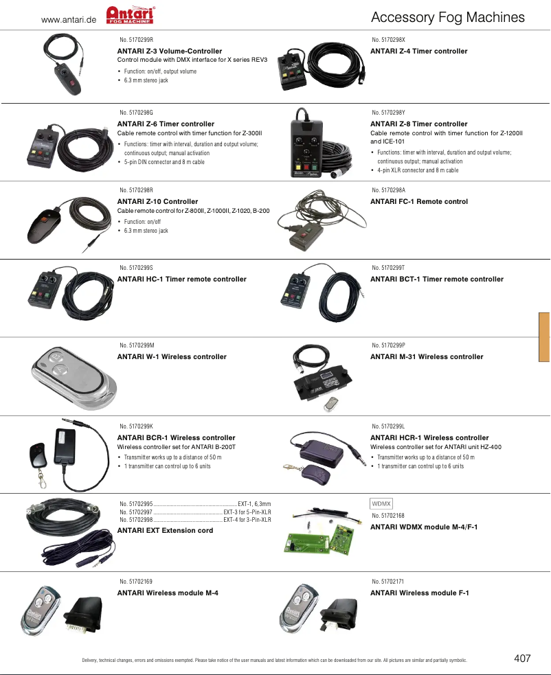 Página 1 del manual Catálogo Antari M-4