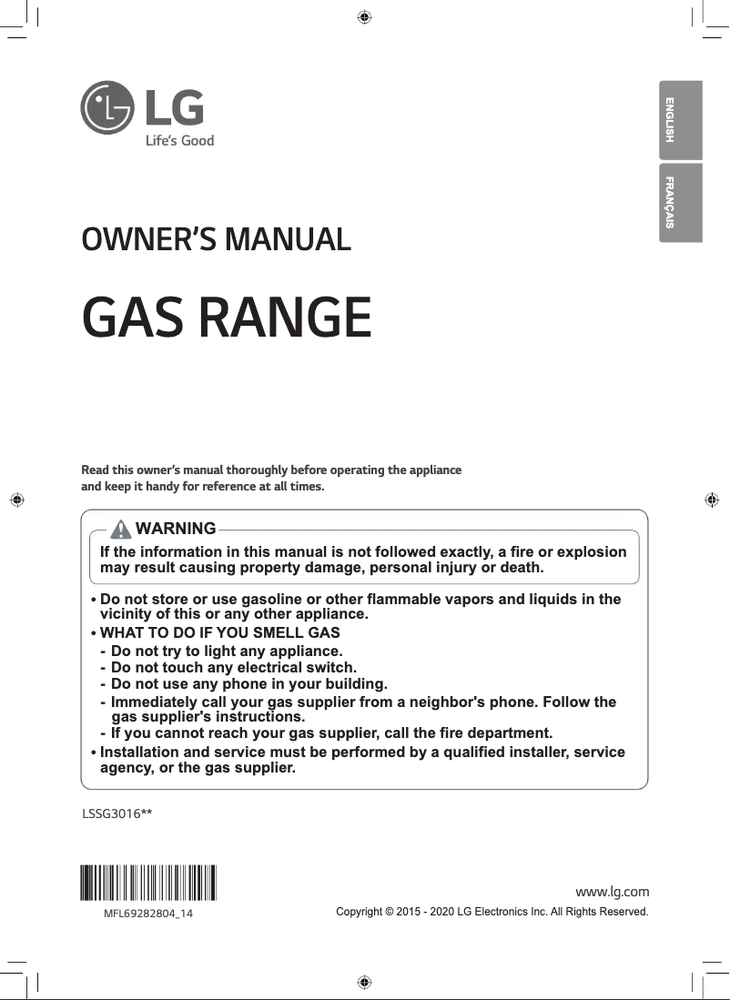 Imagen de la primera página del manual del dispositivo LSSG3016ST