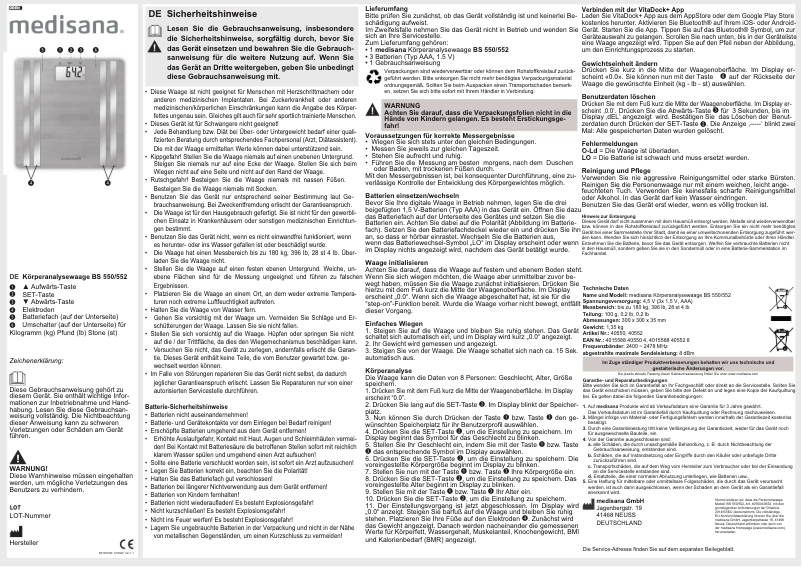 Imagen de la primera página del manual del dispositivo BS 550