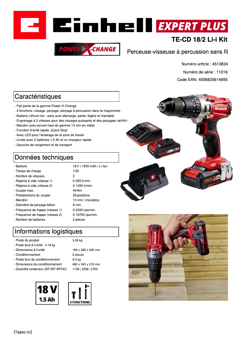 Imagen de la primera página del manual del dispositivo TE-CD 18/2 Li-i