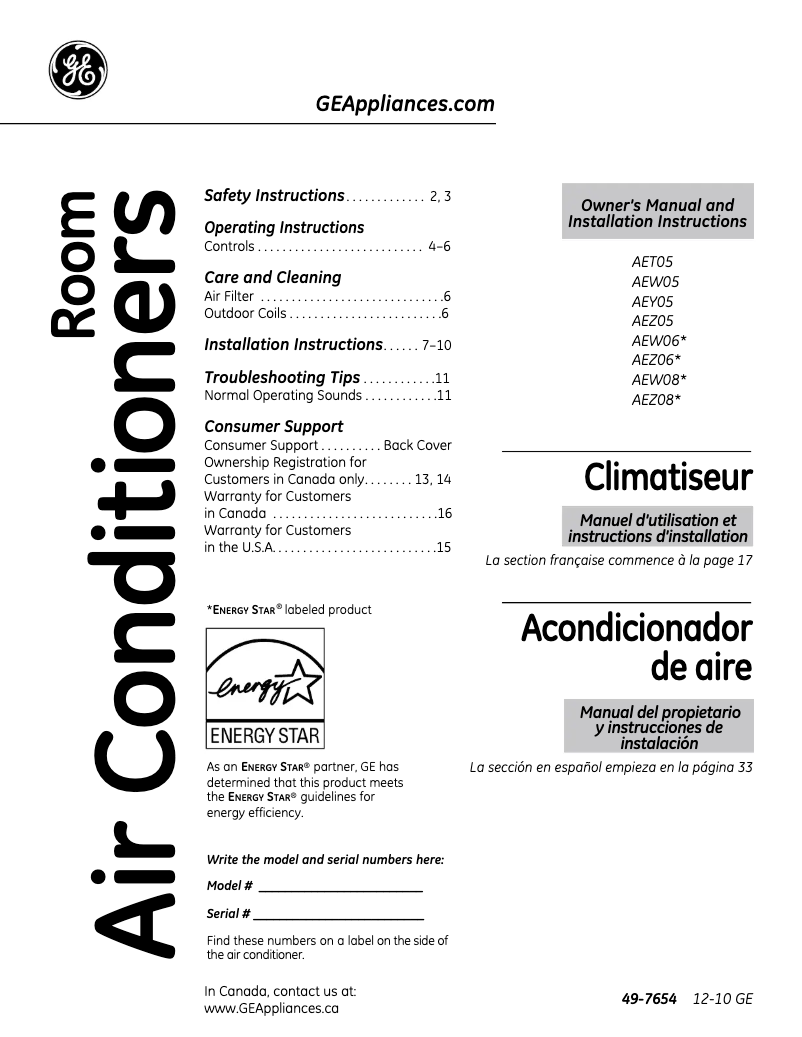 Imagen de la primera página del manual del dispositivo AEY05LP