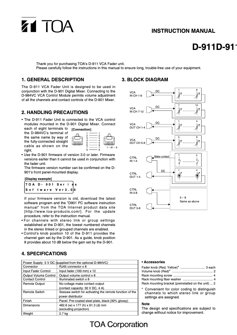 Imagen de la primera página del manual del dispositivo D-911