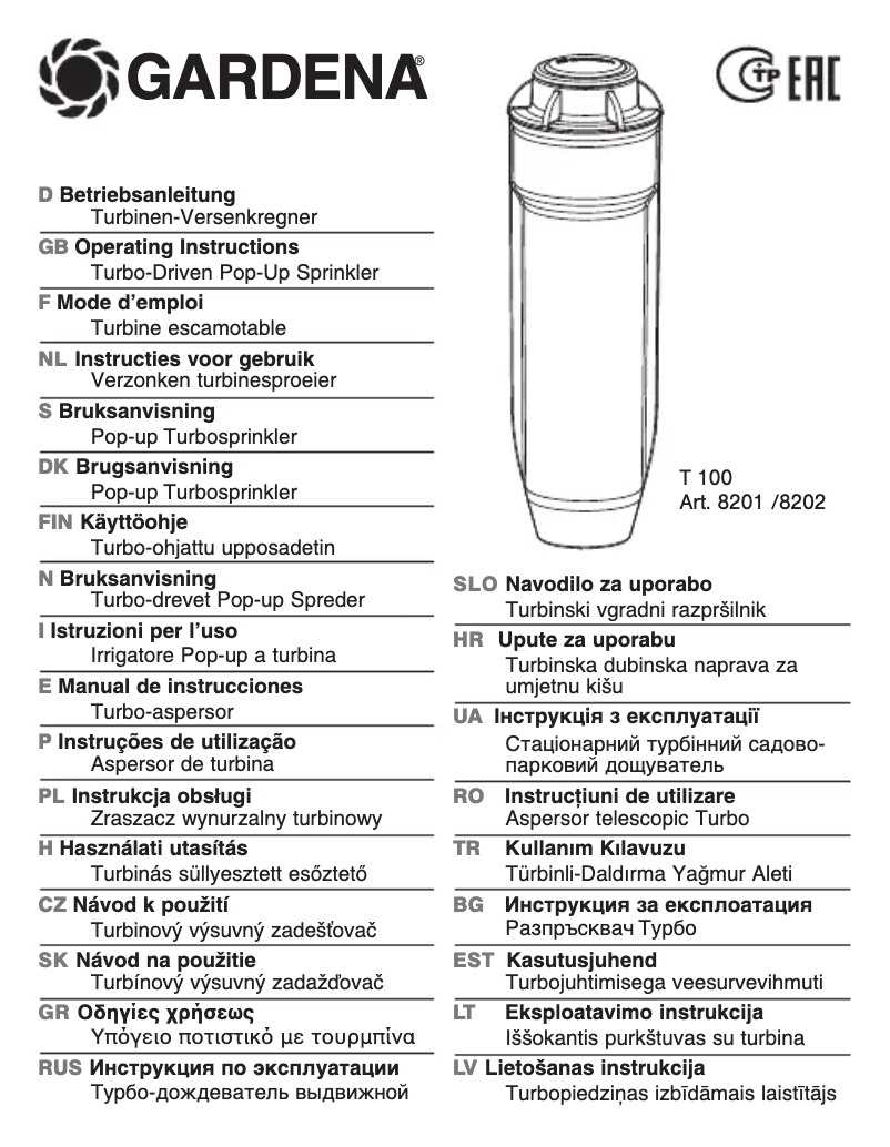 Imagen de la primera página del manual del dispositivo T 100