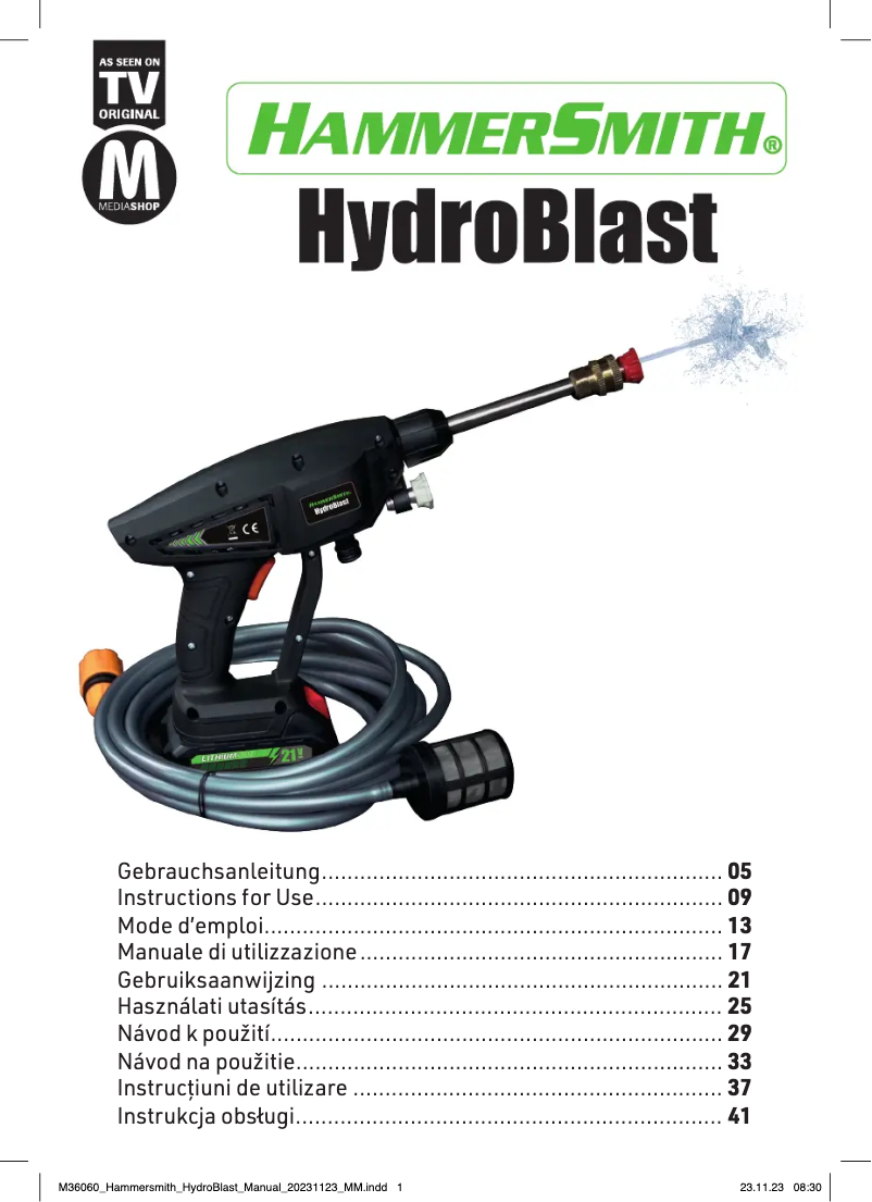 Página 1 del manual Manual de usuario Hammersmith HydroBlast