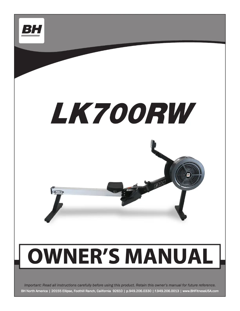 Página 1 del manual Manual de usuario BH Fitness LK700RW