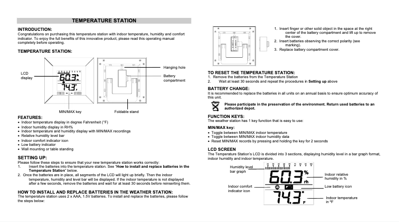 Imagen de la primera página del manual del dispositivo WS-9410U