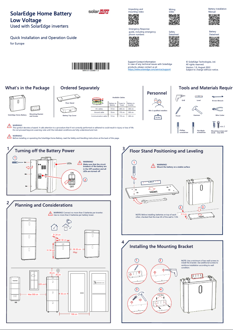 Página 1 del manual Manual de usuario SolarEdge BAT-05K48MOB-02