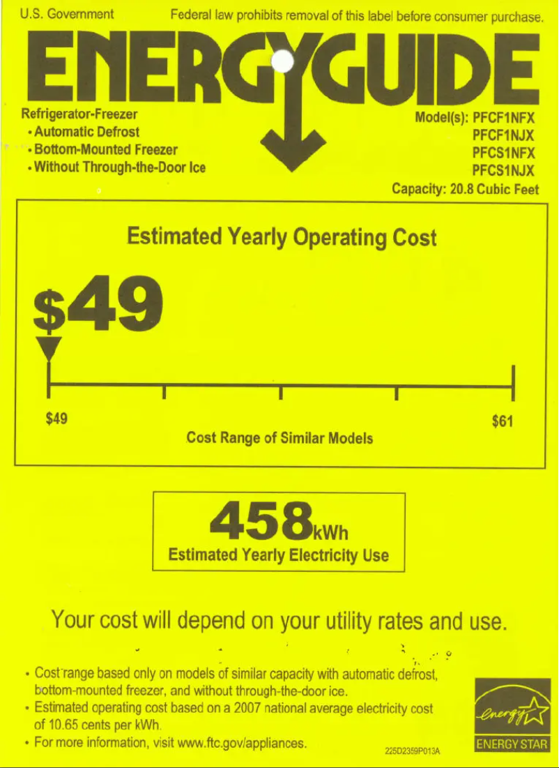Imagen de la primera página del manual del dispositivo Profile PFCF1NFXBB