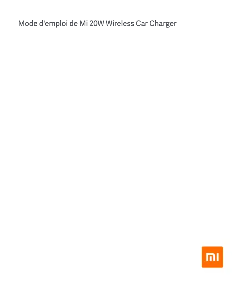 Página 1 del manual Manual de usuario Xiaomi Mi 20W Wireless Car Charger