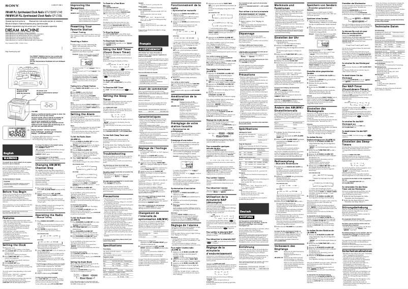 Página nº 1 - Manual de usuario Sony ICF-C153