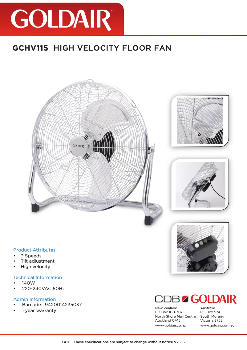 Imagen de la primera página del manual del dispositivo GCHV115