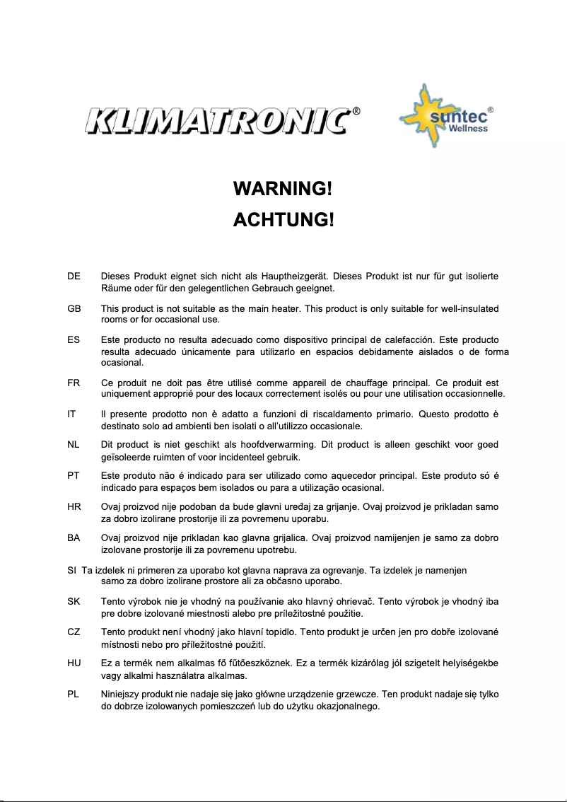 Página 1 del manual Manual de usuario Suntec Heat Safe compact 1200