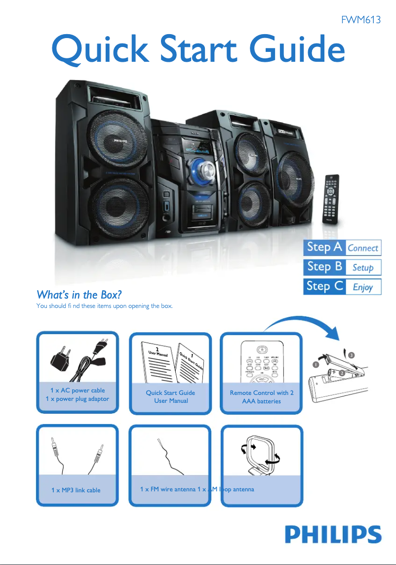 Página 1 del manual Guía de inicio rápido Philips FWM613