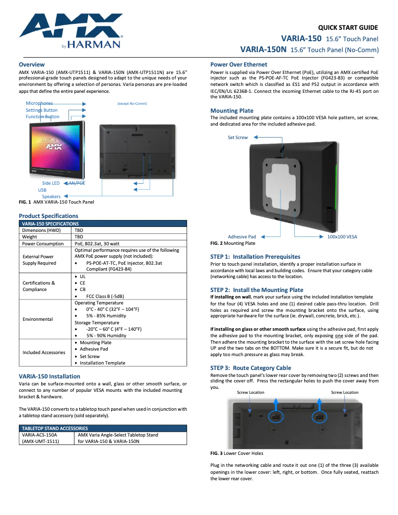 Página 1 del manual Manual de usuario AMX VARIA-150
