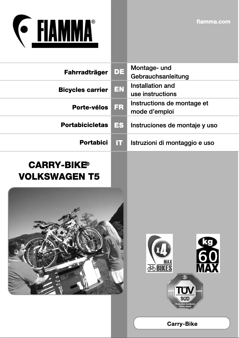 Página 1 del manual Manual de usuario Fiamma Carry-Bike VW T5