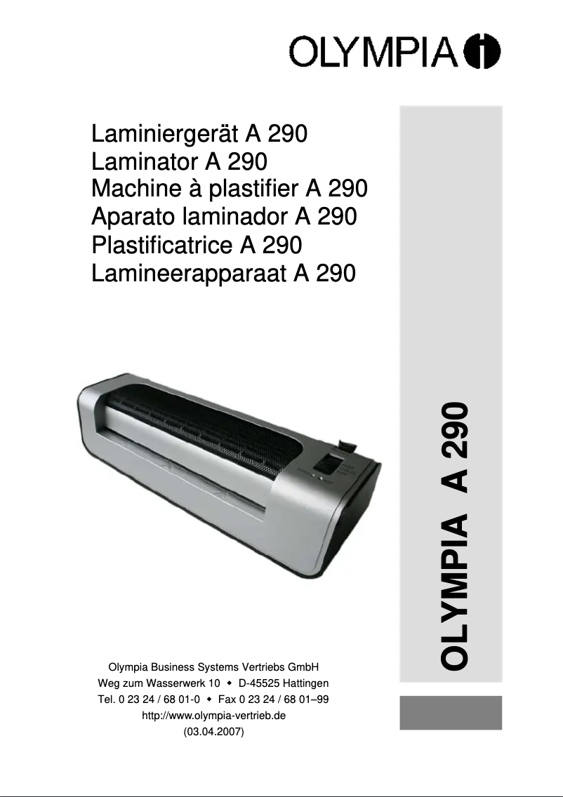 Imagen de la primera página del manual del dispositivo 4 in 1 A 290