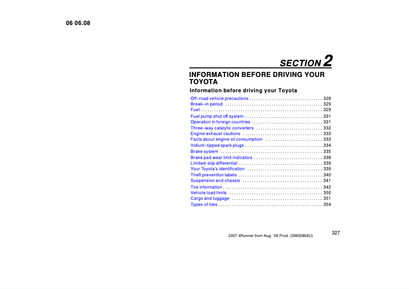 Imagen de la primera página del manual del dispositivo 4Runner (2007)