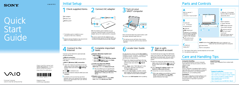 Imagen de la primera página del manual del dispositivo Vaio Fit 14 SVF1421ACXB