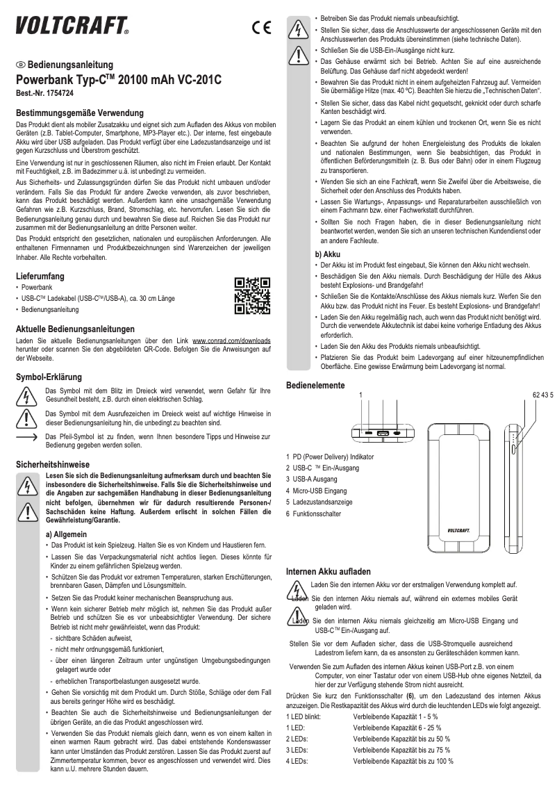 Página 1 del manual Manual de usuario Voltcraft VC-201C