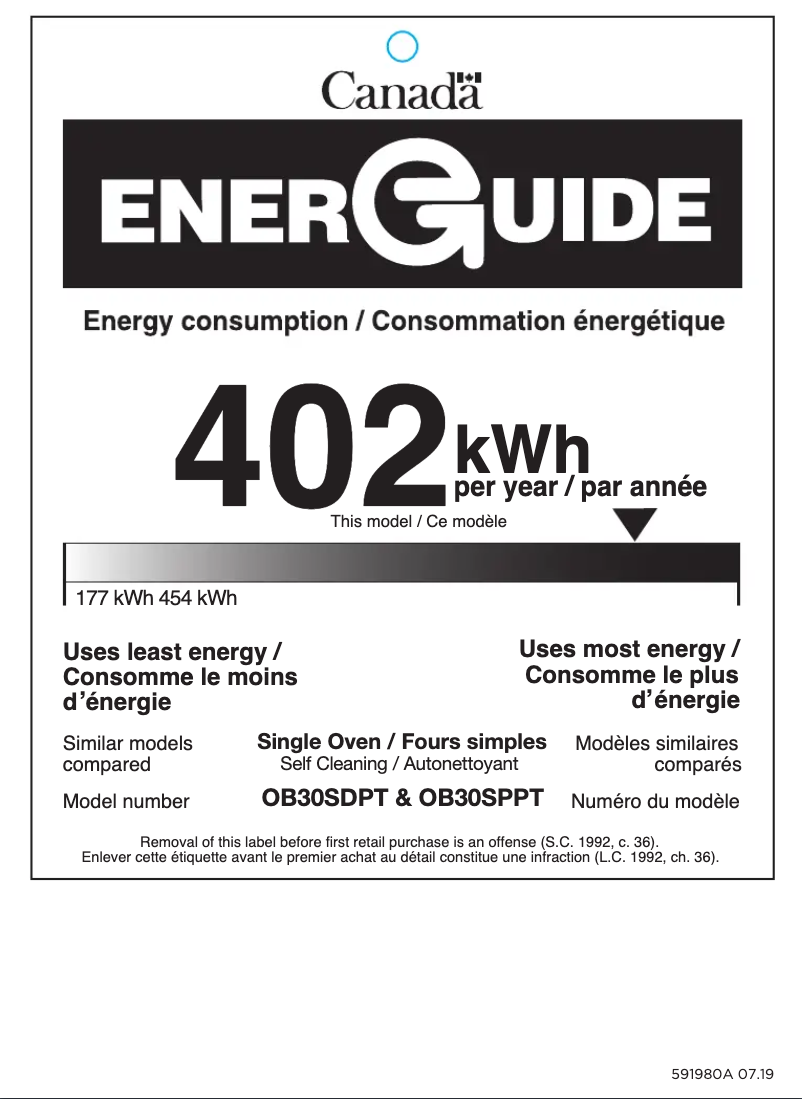 Página 1 del manual Etiqueta energética Fisher & Paykel OB30SDPTB1