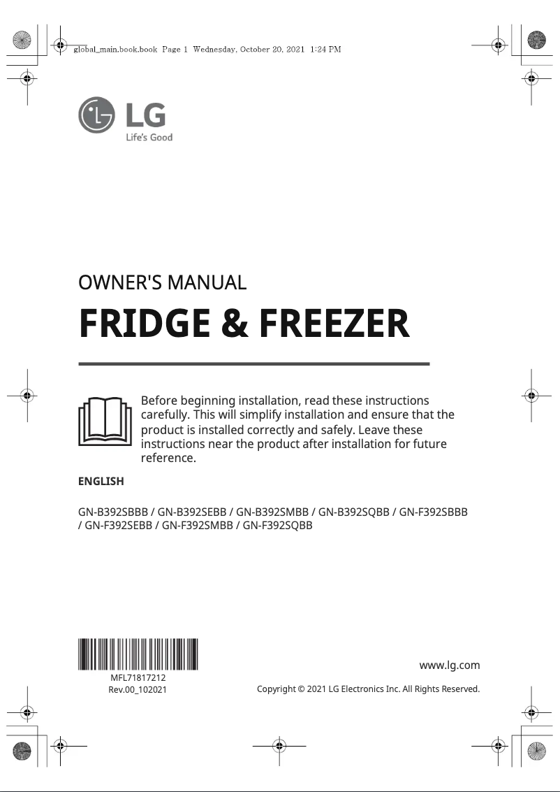 Imagen de la primera página del manual del dispositivo GN-B392SBBB