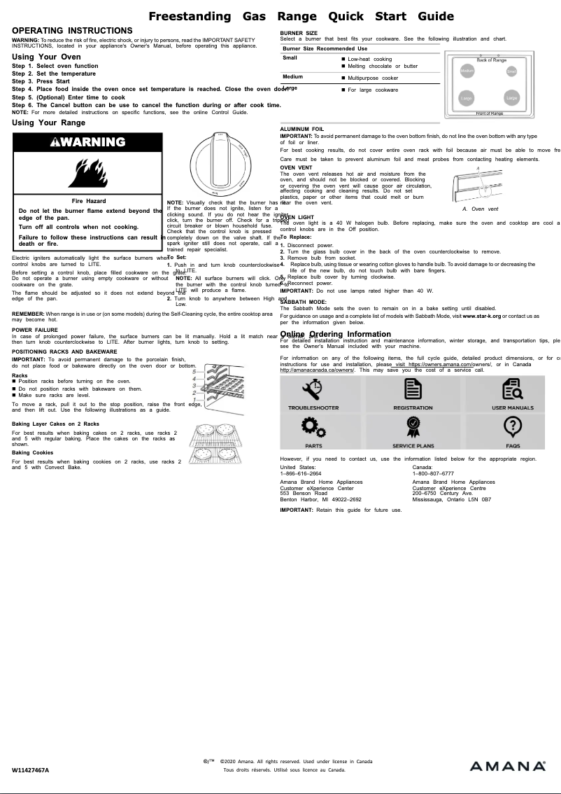 Página 1 del manual Guía de inicio rápido Amana AGR6603SFW