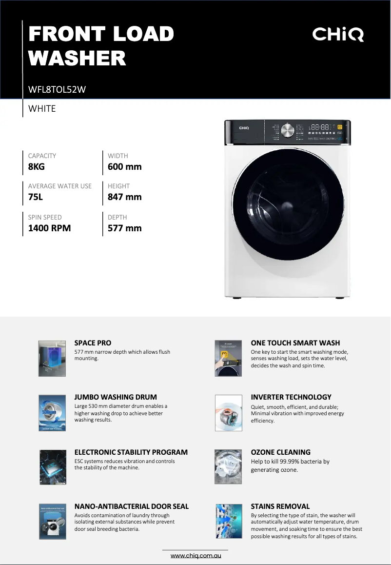 Imagen de la primera página del manual del dispositivo WFL8TOL52W