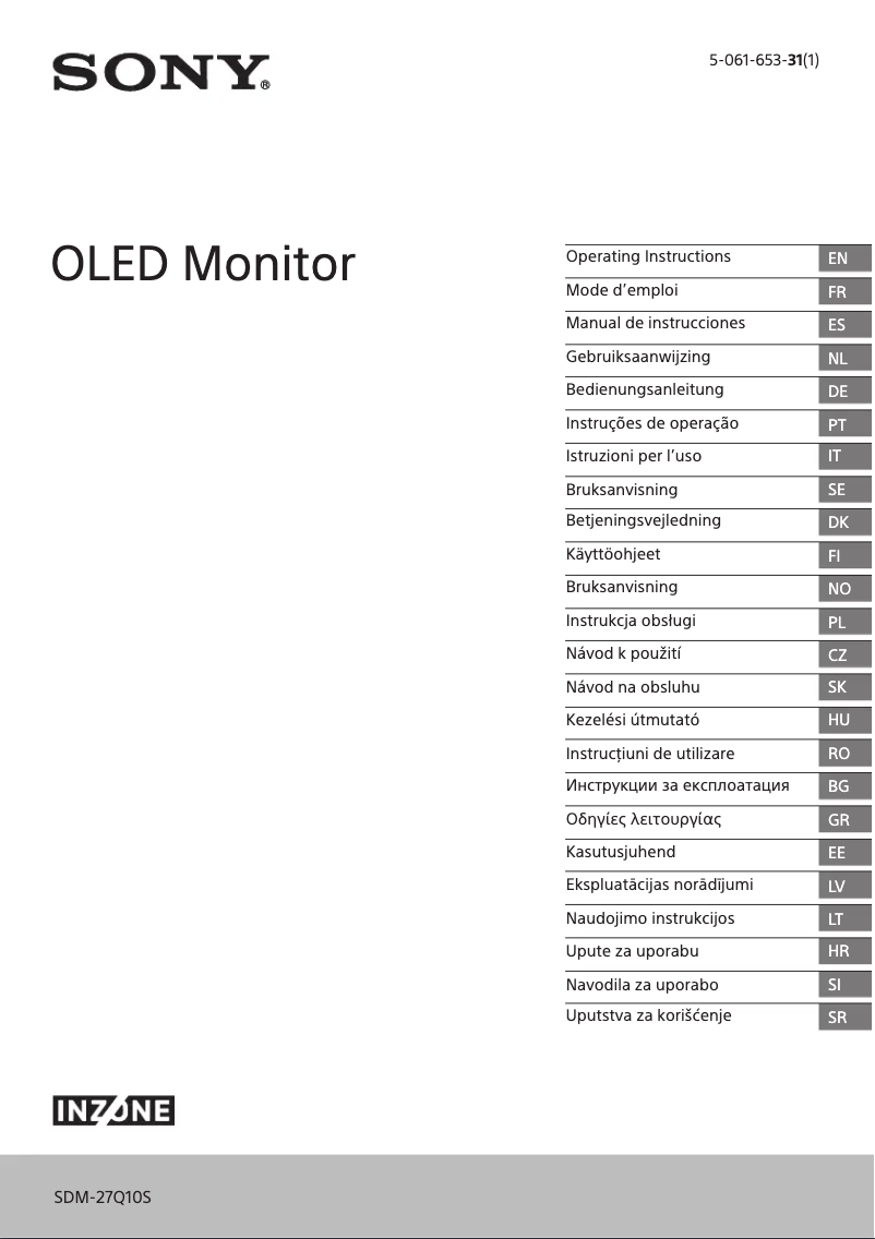 Imagen de la primera página del manual del dispositivo INZONE M10S