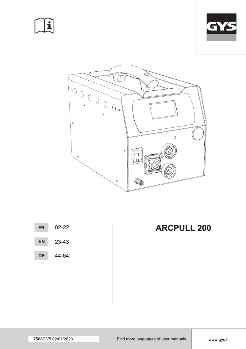 Imagen de la primera página del manual del dispositivo Gyspot Arcpull 200