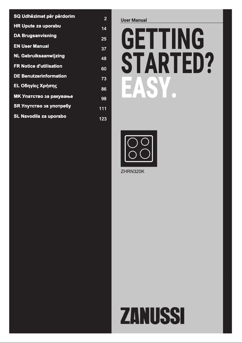Imagen de la primera página del manual del dispositivo ZHRN320K