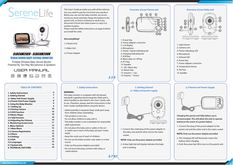 Página nº 1 - Manual de usuario SereneLife SLBCAM20