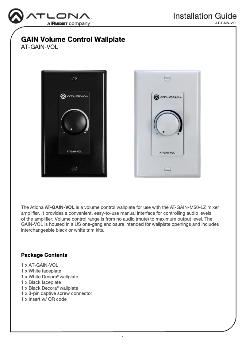 Imagen de la primera página del manual del dispositivo AT-GAIN-VOL