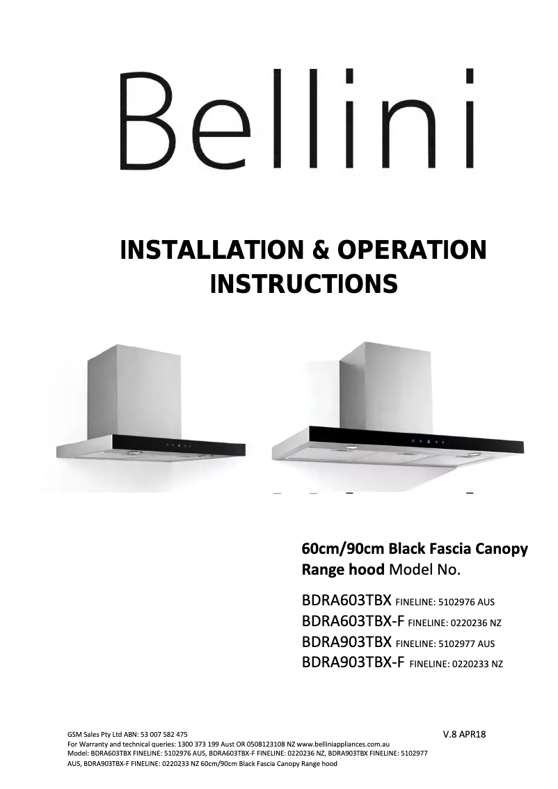 Página 1 del manual Manual de usuario Bellini BDRA603TBX-F