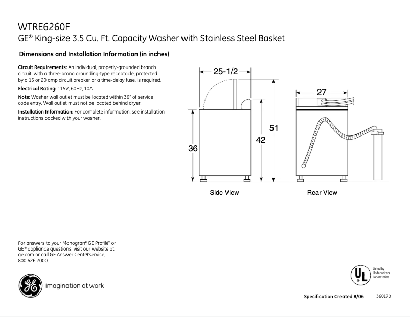 Imagen de la primera página del manual del dispositivo WTRE6260FGG