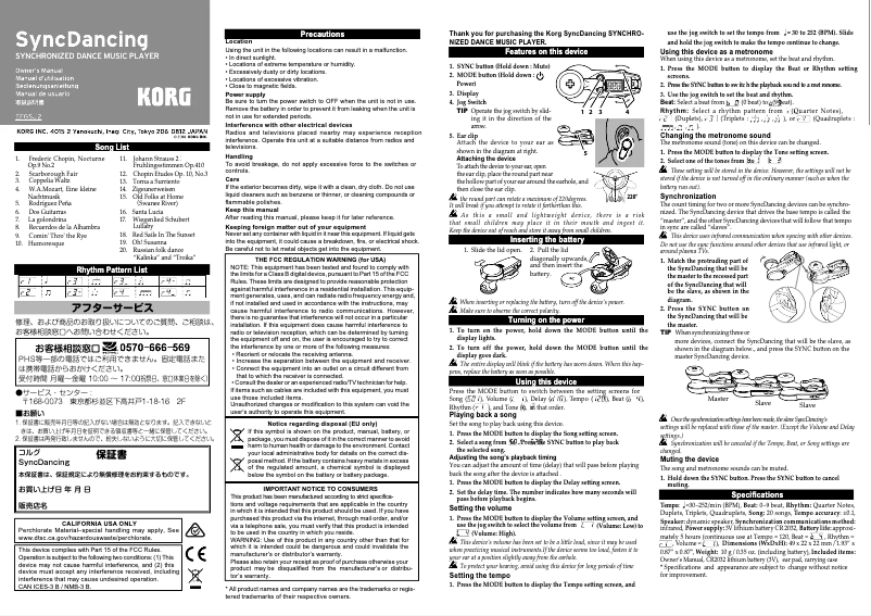 Página 1 del manual Manual de usuario Korg SyncDancing SY-1D
