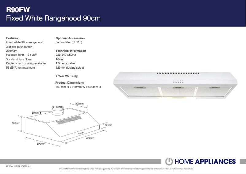 Imagen de la primera página del manual del dispositivo R90FW