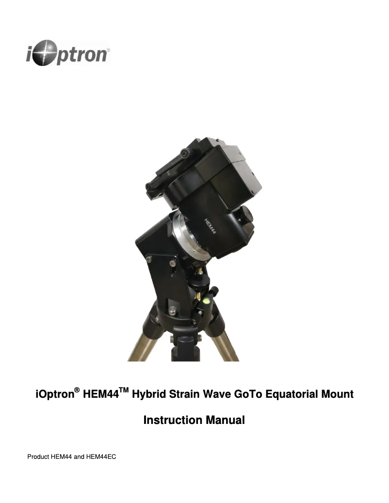 Página 1 del manual Manual de usuario iOptron HEM44A