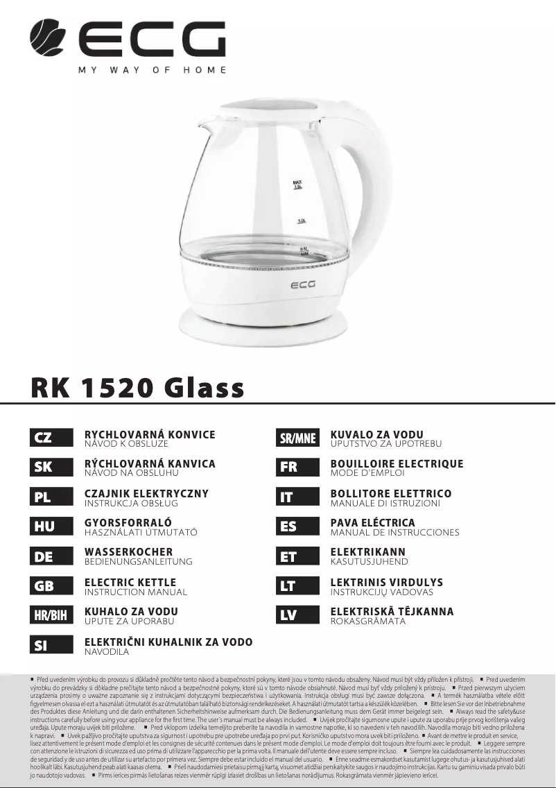 Imagen de la primera página del manual del dispositivo RK 1520 Glass