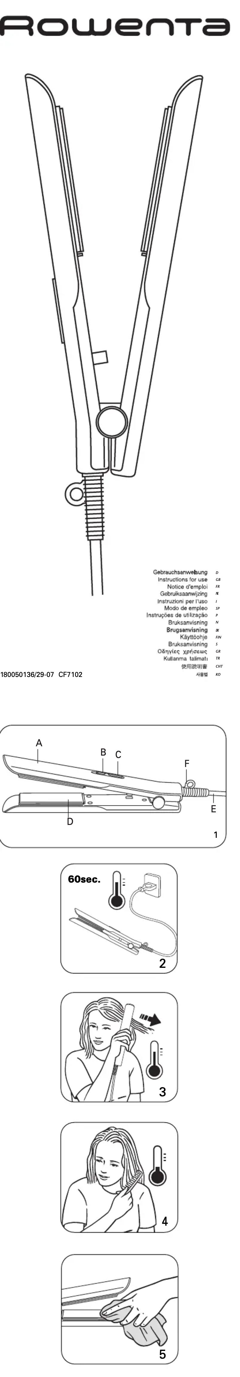 Imagen de la primera página del manual del dispositivo CF7102 Optiliss Eco Elite