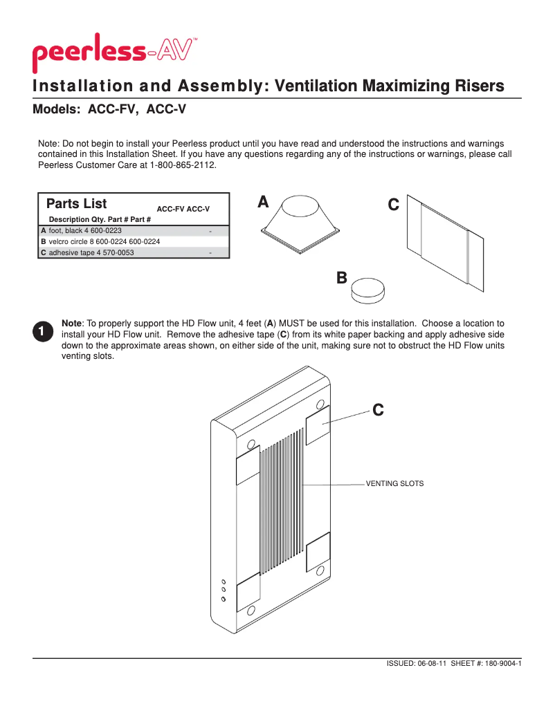 Imagen de la primera página del manual del dispositivo ACC-FV