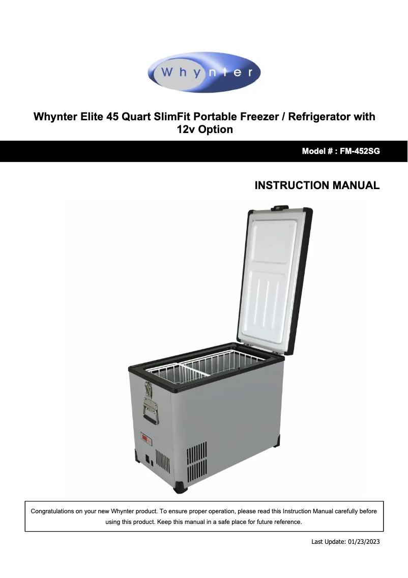 Página 1 del manual Manual de usuario Whynter FM-452SG