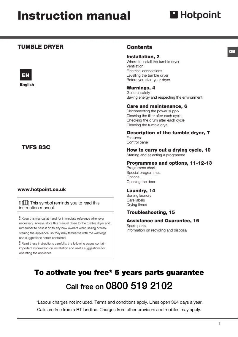 Imagen de la primera página del manual del dispositivo TVFS 83C GP Aquarius