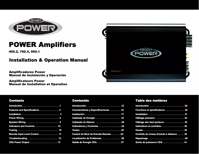 Página 1 del manual Manual de usuario Jensen Power 400.2