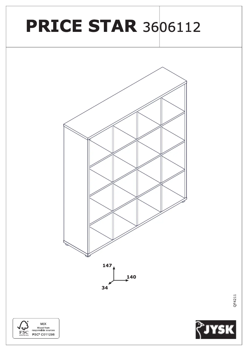 Página 1 del manual Manual de usuario JYSK Haldager (141x147x34)
