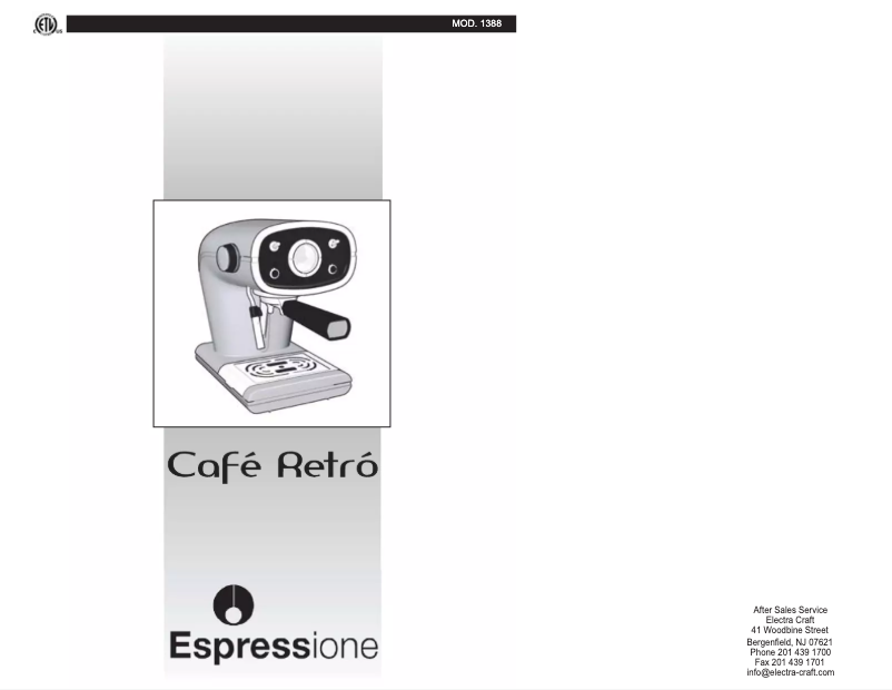 Imagen de la primera página del manual del dispositivo Cafe Retro 1338