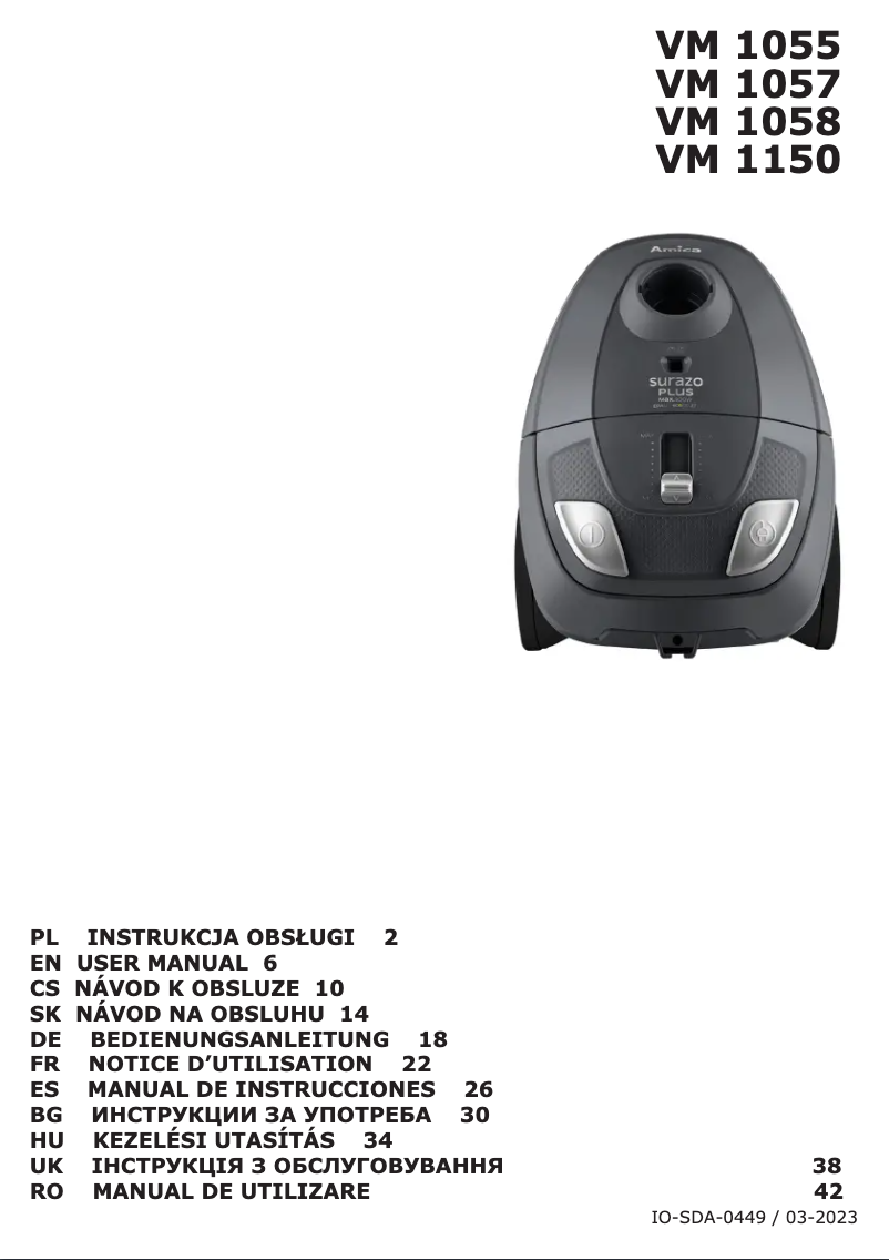 Página 1 del manual Manual de usuario Amica Surazo VM 1055