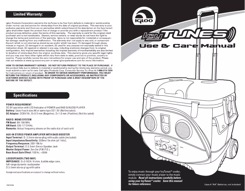 Página 1 del manual Manual de usuario Igloo IcyTunes